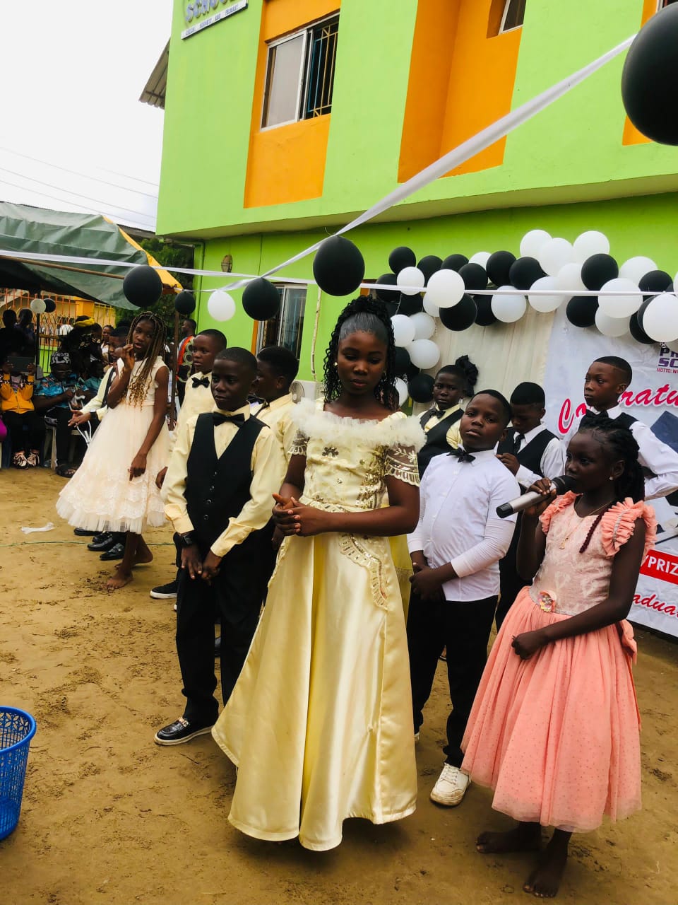 Rehoseba pupils gathered for a school celebration